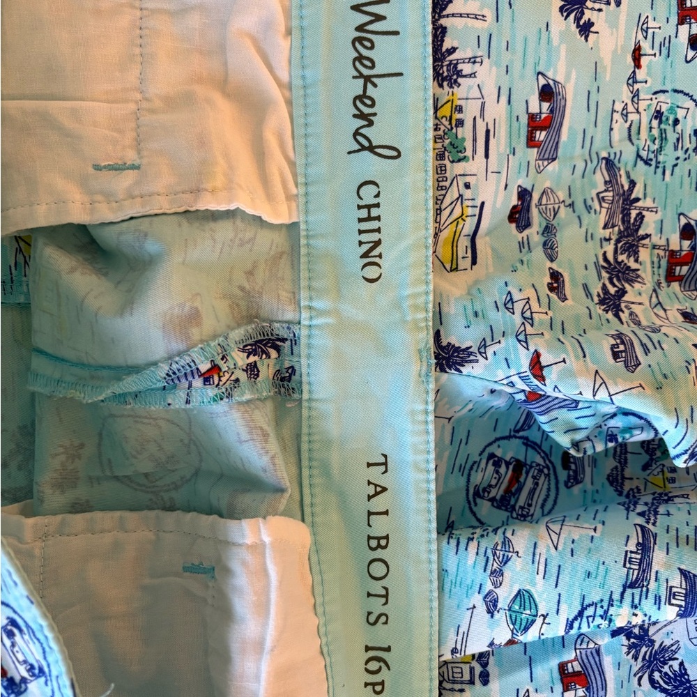 Talbots Light Blue Nautical Print Chinos - Picture 5 of 5